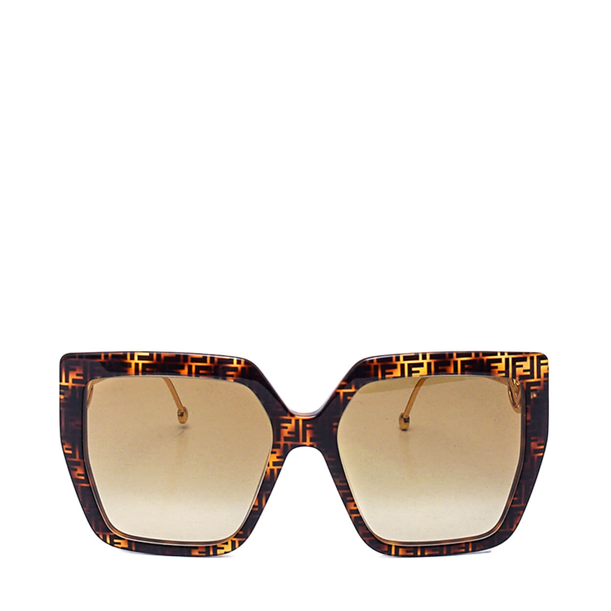 Fendi -Dark Havana / Brown Gradient Oversized Square Sunglasses